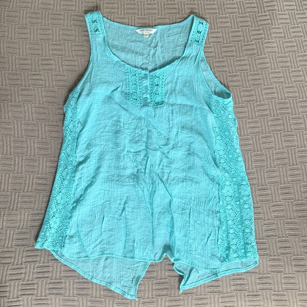 Tantrums Turquoise Lace Accent Tank Top